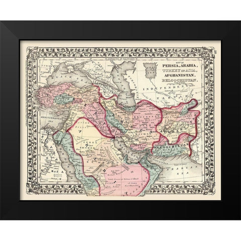 Middle East Turkey Persia Arabia Afghanistan Black Modern Wood Framed Art Print by Mitchell