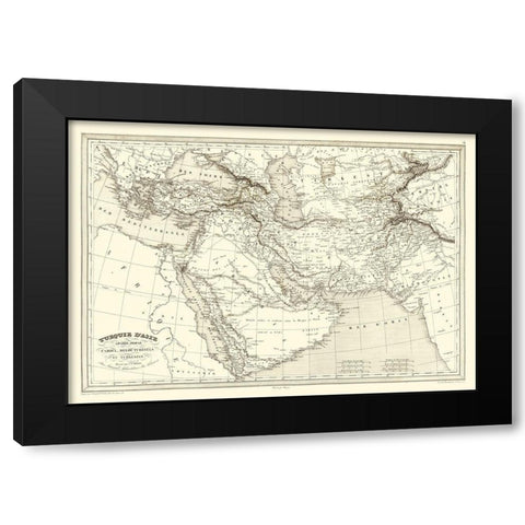 Middle East Turkey Arabia Persia Turkestan Black Modern Wood Framed Art Print with Double Matting by Monin