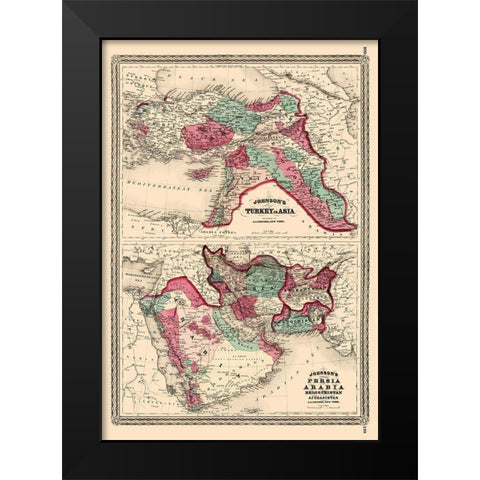 Middle East Turkey in Asia Persia Arabia Black Modern Wood Framed Art Print by Johnson