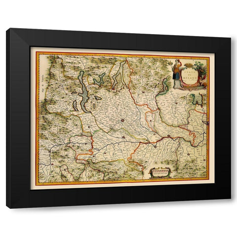 Milano Region Italy - Blaeu 1640 Black Modern Wood Framed Art Print by Blaeu