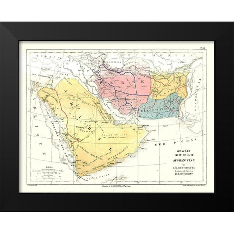 Middle East Arabia Persia Pakistan Afghanistan Black Modern Wood Framed Art Print by Cortambert