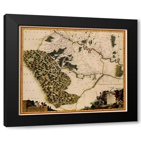 Eastern Europe Moldova Ukraine - Blaeu 1662 Black Modern Wood Framed Art Print by Blaeu