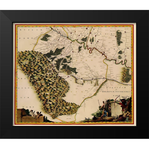 Eastern Europe Moldova Ukraine - Blaeu 1662 Black Modern Wood Framed Art Print by Blaeu