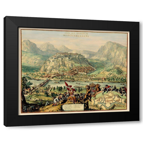 Montmelian Fortress France - DeHooghe 1675 Black Modern Wood Framed Art Print with Double Matting by De Hooghe