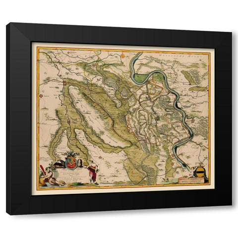 Moers County Germany - De Wit 1688 Black Modern Wood Framed Art Print with Double Matting by De Wit