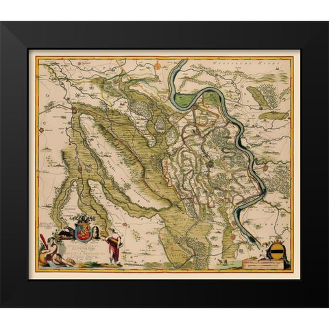 Moers County Germany - De Wit 1688 Black Modern Wood Framed Art Print by De Wit