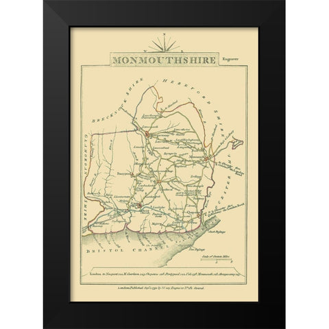 Monmouthshire County Wales Great Britain Black Modern Wood Framed Art Print by Cary