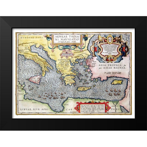 Mediterranean Sea - Ortelius 1594 Black Modern Wood Framed Art Print by Ortelius