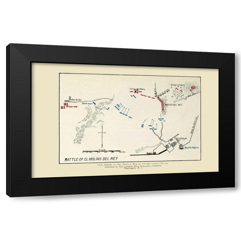 El Molino Del Rey Battle Map 1892 Black Modern Wood Framed Art Print with Double Matting by Church News Publishing