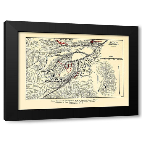 Mexico City Mexico Battle Aug. 19-20 1847 Black Modern Wood Framed Art Print with Double Matting by Unknown