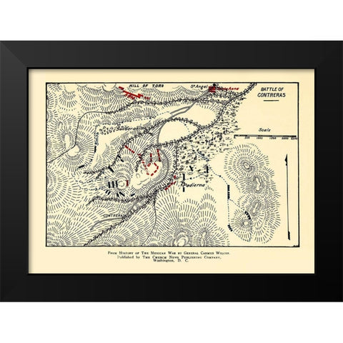 Mexico City Mexico Battle Aug. 19-20 1847 Black Modern Wood Framed Art Print by Unknown