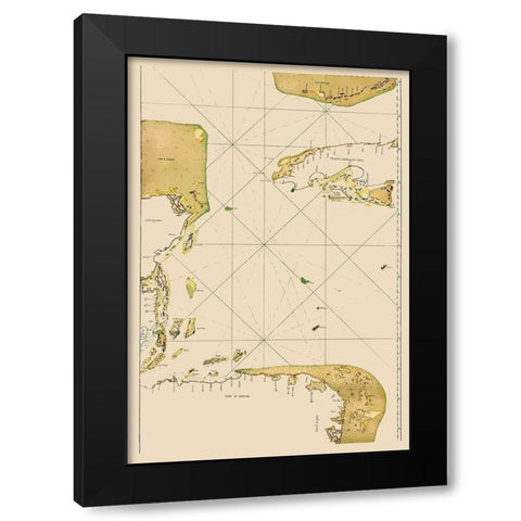 Caribbean Sea Mexico Honduras Cuba - 1700 Black Modern Wood Framed Art Print by Unknown