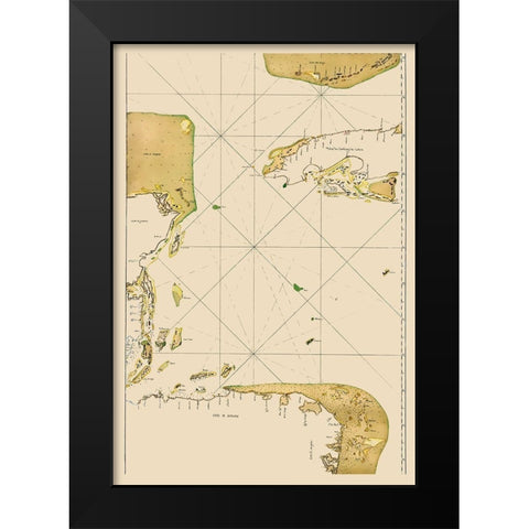 Caribbean Sea Mexico Honduras Cuba - 1700 Black Modern Wood Framed Art Print by Unknown