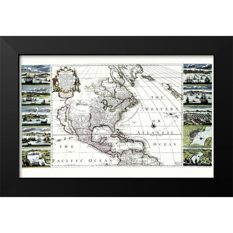 Caribbean West Indies British Empire America Black Modern Wood Framed Art Print by Overton