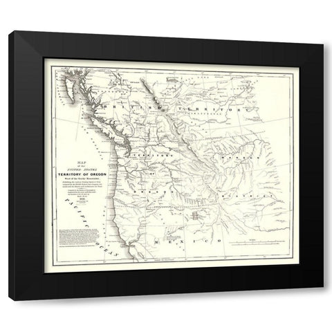 Oregon Territory United States - Stansbury 1838 Black Modern Wood Framed Art Print with Double Matting by Stansbury