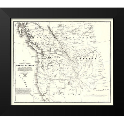Oregon Territory United States - Stansbury 1838 Black Modern Wood Framed Art Print by Stansbury