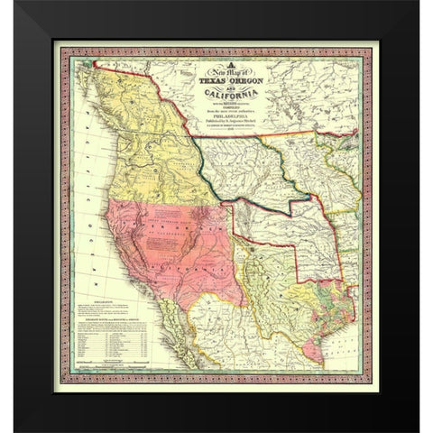 Texas Oregon California United States Black Modern Wood Framed Art Print by Mitchell