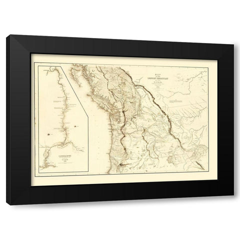 North America Oregon Territory United States Black Modern Wood Framed Art Print with Double Matting by Wilkes
