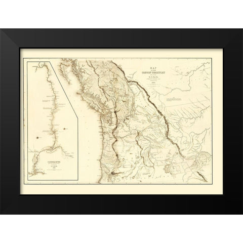 North America Oregon Territory United States Black Modern Wood Framed Art Print by Wilkes