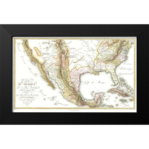 Territories Mexico United States - Humboldt 1811 Black Modern Wood Framed Art Print by Humboldt