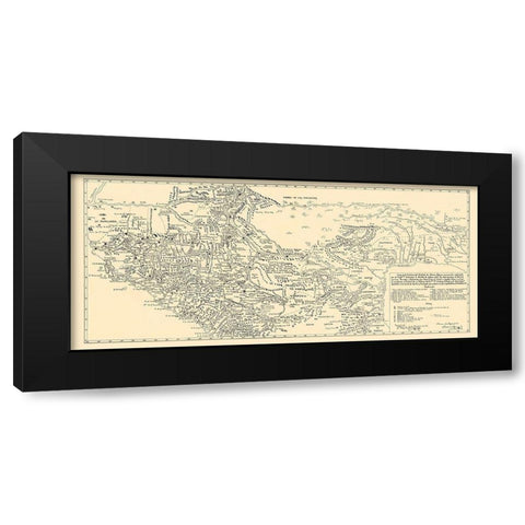 New Spain Mexico Texas United States Black Modern Wood Framed Art Print with Double Matting by De Lafora