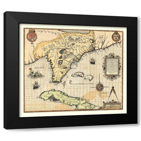 Caribbean Cuba Florida United States Black Modern Wood Framed Art Print by Le Moyne