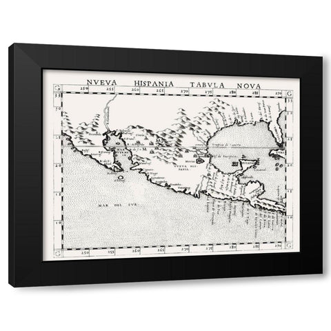 North America New Hispania Mexico United States Black Modern Wood Framed Art Print with Double Matting by Ruscelli