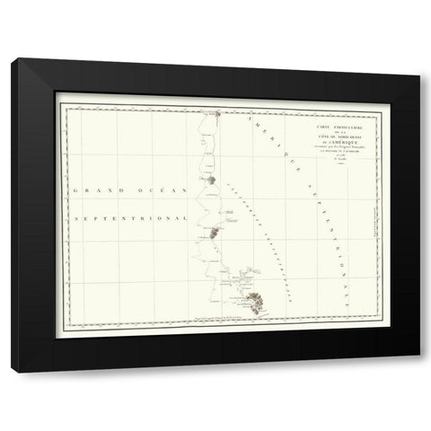North America Western Coast - La Perouse 1786 Black Modern Wood Framed Art Print by La Perouse