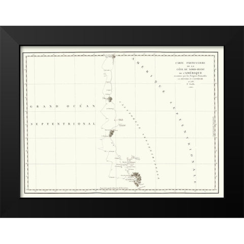 North America Western Coast - La Perouse 1786 Black Modern Wood Framed Art Print by La Perouse