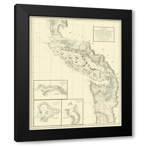 Northwest American Coast - Robinson 1798 Black Modern Wood Framed Art Print by Robinson