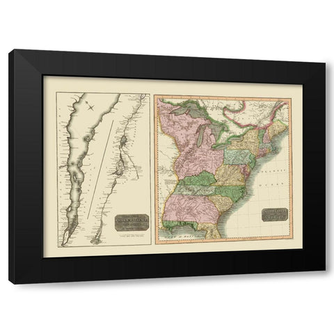 Saint Laurence River United States Canada Black Modern Wood Framed Art Print by Thomson