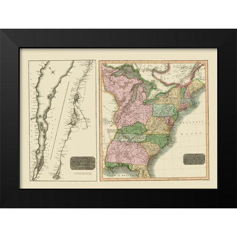 Saint Laurence River United States Canada Black Modern Wood Framed Art Print by Thomson