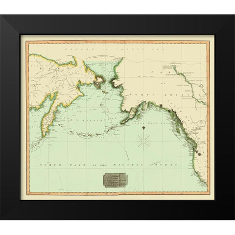 Northwest Passage between Asia America Black Modern Wood Framed Art Print by Thomson
