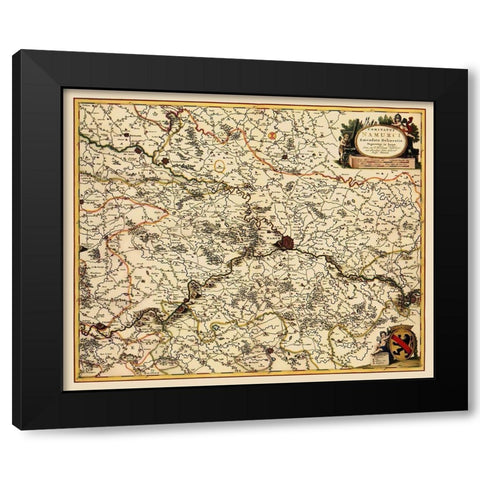 Namur Province Belgium Benelux - Visscher 1685 Black Modern Wood Framed Art Print by Visscher