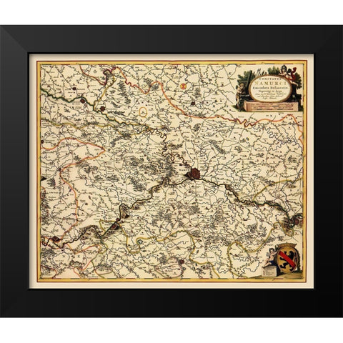Namur Province Belgium Benelux - Visscher 1685 Black Modern Wood Framed Art Print by Visscher