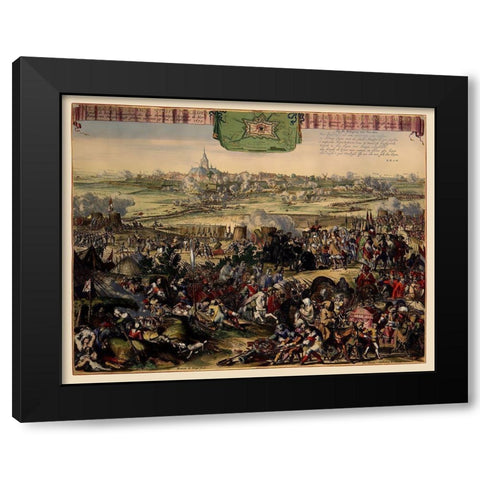 Naarden Siege Picture Netherlands - DeHooghe 1673 Black Modern Wood Framed Art Print with Double Matting by De Hooghe