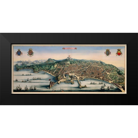 Naples Italy - Mortier 1704 Black Modern Wood Framed Art Print by Mortier