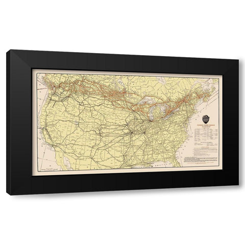 Canadian Pacific Railway with Connections 1912 Black Modern Wood Framed Art Print with Double Matting by Poole