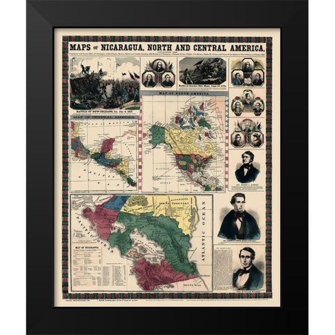 North Central America Nicaragua - Haven 1856 Black Modern Wood Framed Art Print by Haven