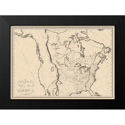 North America - Collot 1796 Black Modern Wood Framed Art Print by Collot