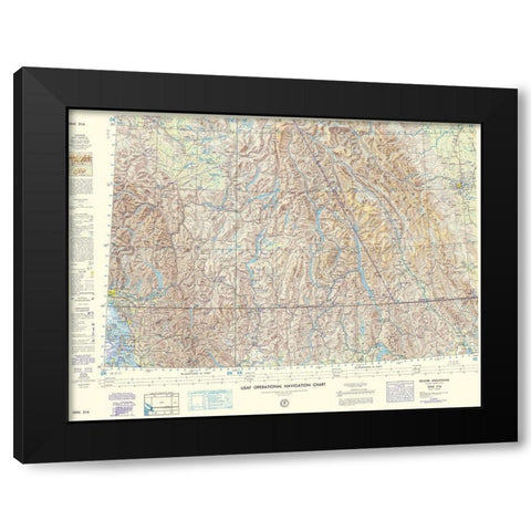 Selkirk Mountains Aeronautical Sheet - USAF 1963 Black Modern Wood Framed Art Print by USAF