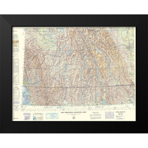 Selkirk Mountains Aeronautical Sheet - USAF 1963 Black Modern Wood Framed Art Print by USAF