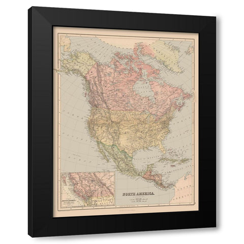 North America - Black 1867 Black Modern Wood Framed Art Print by Black