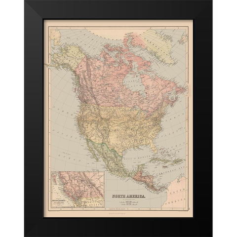 North America - Black 1867 Black Modern Wood Framed Art Print by Black