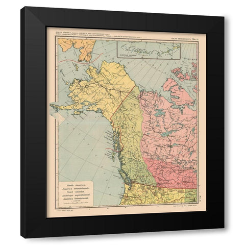 North America Canada United States - Streit 1913 Black Modern Wood Framed Art Print with Double Matting by Streit