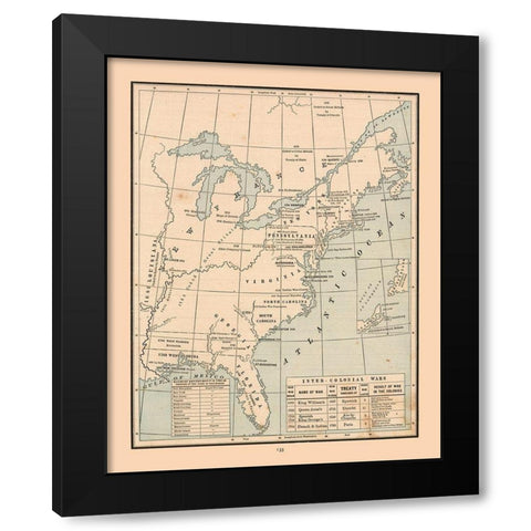 South Eastern North America Wars - Cram 1888 Black Modern Wood Framed Art Print with Double Matting by Cram