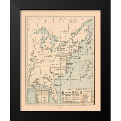 South Eastern North America Wars - Cram 1888 Black Modern Wood Framed Art Print by Cram