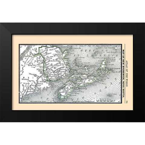 New Brunswick Canada - Alden 1886 Black Modern Wood Framed Art Print by Alden