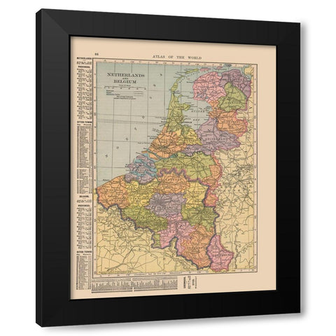 Europe Netherlands Belgium - Hammond 1910 Black Modern Wood Framed Art Print with Double Matting by Hammond
