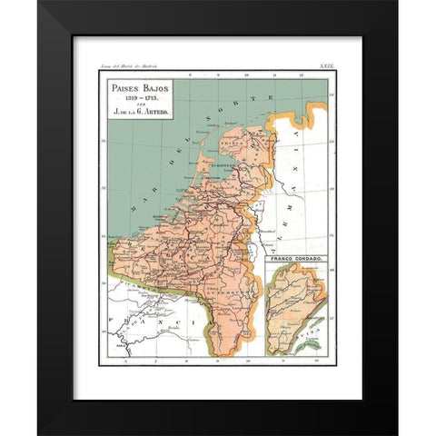 Europe 1519 AD to 1713 AD Netherlands - Artero Black Modern Wood Framed Art Print by Artero